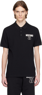 Черная футболка-поло с принтом Moschino