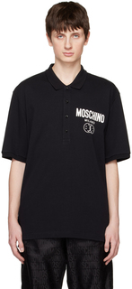 Черная футболка-поло Double Smile Moschino