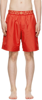 Красные плавки с каймой Greca Versace Underwear