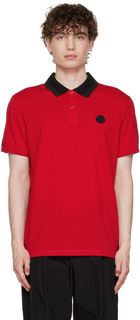 Красная хлопковая футболка-поло Moncler