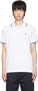 Белая хлопковая футболка-поло Moncler