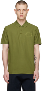 Зеленая футболка-поло с дубовыми листьями Burberry