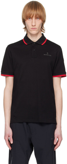 Черная футболка-поло с принтом Moncler