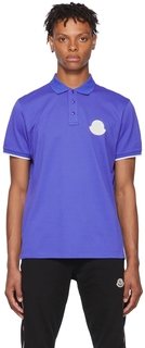 Синяя хлопковая футболка-поло Moncler