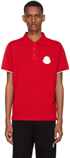 Красная хлопковая футболка-поло Moncler