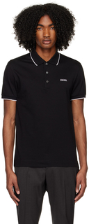 Черная футболка-поло с вышивкой ZEGNA