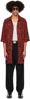 Красно-черная рубашка с психоделическим леопардовым принтом LU&apos;U DAN