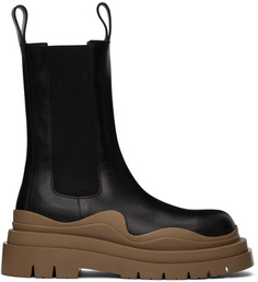 Черные и серо-коричневые ботинки челси с покрышками Bottega Veneta