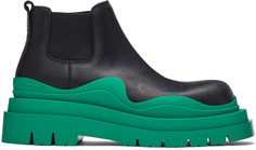 Черно-зеленые ботинки челси из покрышек Bottega Veneta