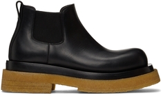 Черно-коричневые ботинки челси с креповой подошвой и низкими ушками Bottega Veneta