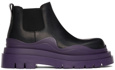 Черно-фиолетовые низкие ботинки челси с надписью The Tire Bottega Veneta