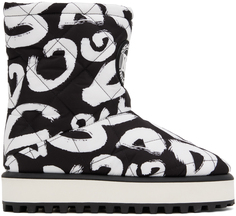 Бело-черные ботинки граффити Dolce &amp; Gabbana