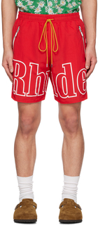 Красные шорты с принтом Rhude