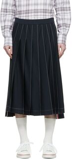 Темно-синяя шерстяная юбка Thom Browne