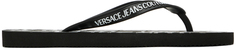 Черные шлепанцы с логотипом Versace Jeans Couture