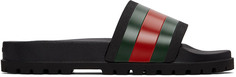 Черные резиновые сандалии Web Slide Gucci