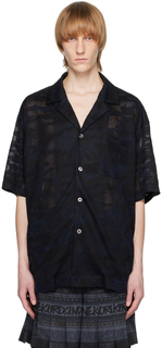 Черная рубашка с камуфляжным принтом Feng Chen Wang