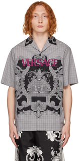 Серая рубашка в стиле барокко Versace
