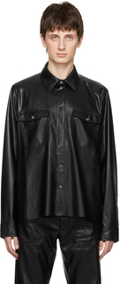 Черный - Рубашка из веганской кожи Lenn Nanushka