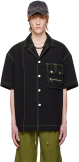 Черная рубашка с объемными карманами Feng Chen Wang