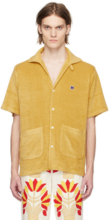 Желтая рубашка с расстегнутым воротником NEEDLES
