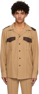 Светло-коричневая рубашка с контрастным карманом Ernest W. Baker
