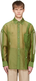 Зеленая прозрачная рубашка Feng Chen Wang
