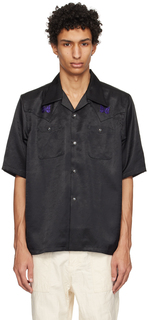 Черная рубашка с вышивкой NEEDLES