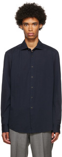 Темно-синяя хлопковая рубашка ZEGNA