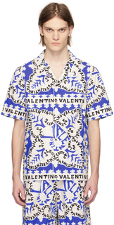 Бело-синяя мини-рубашка-бандана Valentino