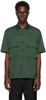 Зеленая рубашка с карманом с клапаном sacai