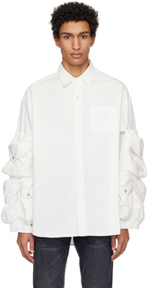 Белая рубашка с несколькими карманами R13