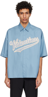 Синяя рубашка с вышивкой Valentino