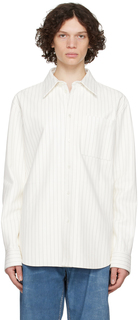 Белая кожаная рубашка в тонкую полоску Bottega Veneta