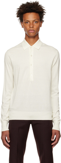 Рубашка-поло Off-White с четырьмя пуговицами и длинным рукавом TOM FORD