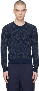 Темно-сине-серый свитер со стразами Vivienne Westwood