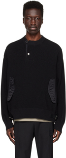 Черный свитер с лямками с завязками sacai