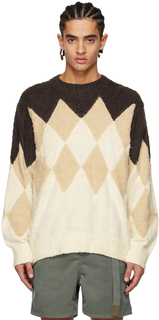 Коричневый свитер с ромбами sacai