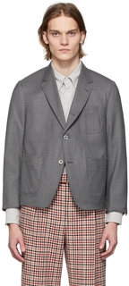 Серый спортивный пиджак с укороченной сумкой Thom Browne