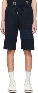 Темно-синие классические спортивные шорты с петлей и 4 полосами Thom Browne