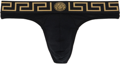 Черные стринги с каймой Greca Versace Underwear