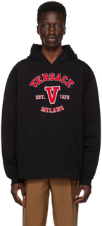 Черный университетский худи Versace