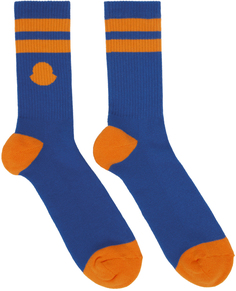 Носки в сине-оранжевую полоску Moncler