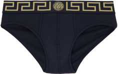 Темно-синие трусы с каймой Greca Versace Underwear
