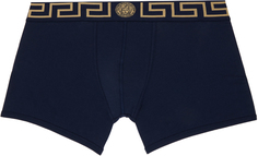 Темно-синие длинные боксеры La Greca Border Versace Underwear