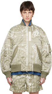 Куртка-бомбер цвета хаки Eric Haze Edition с банданой и принтом sacai