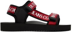 Черно-красные сандалии Fondo с ремешками Versace Jeans Couture