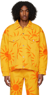 Оранжевая джинсовая куртка с принтом Liberal Youth Ministry