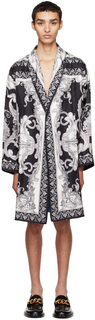 Черно-белый халат в стиле барокко Versace Underwear