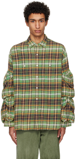 Зеленая рабочая рубашка с несколькими карманами R13